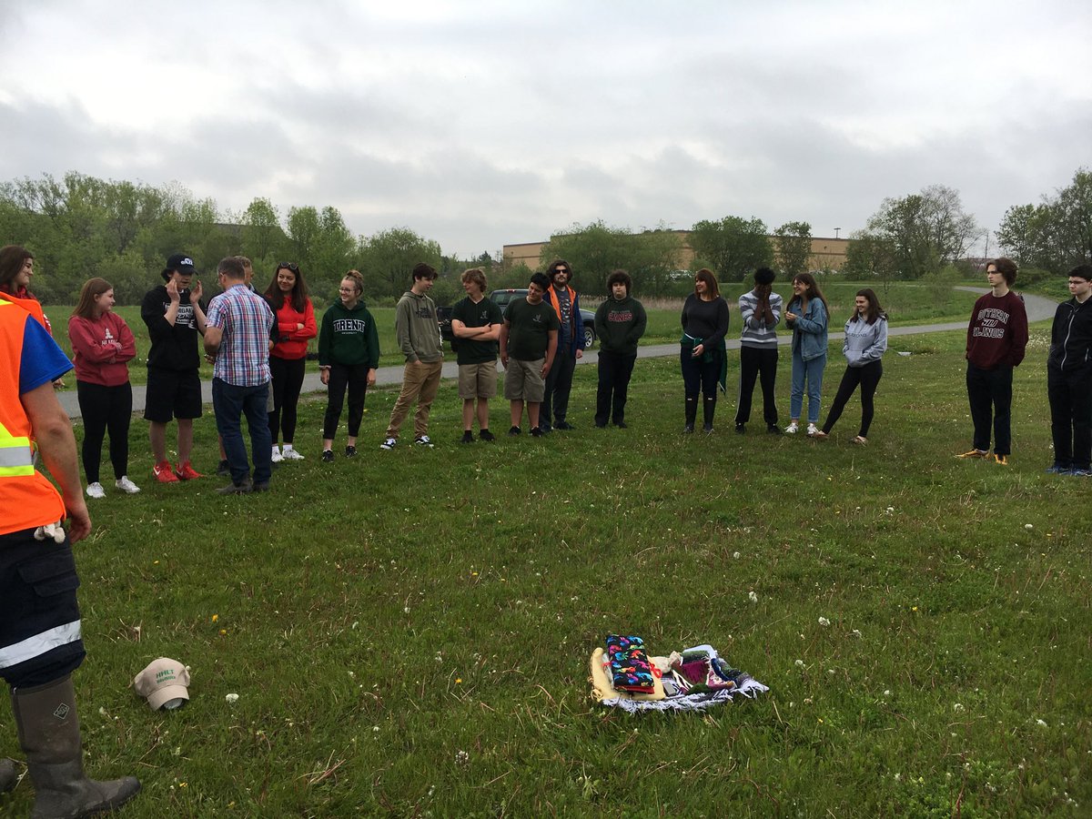 Holy Cross grade 10 retreat, prayer, smudging and tree planting. Taking care of God ‘s creation with love. #happychappy #PVNCcares #PVNClearns