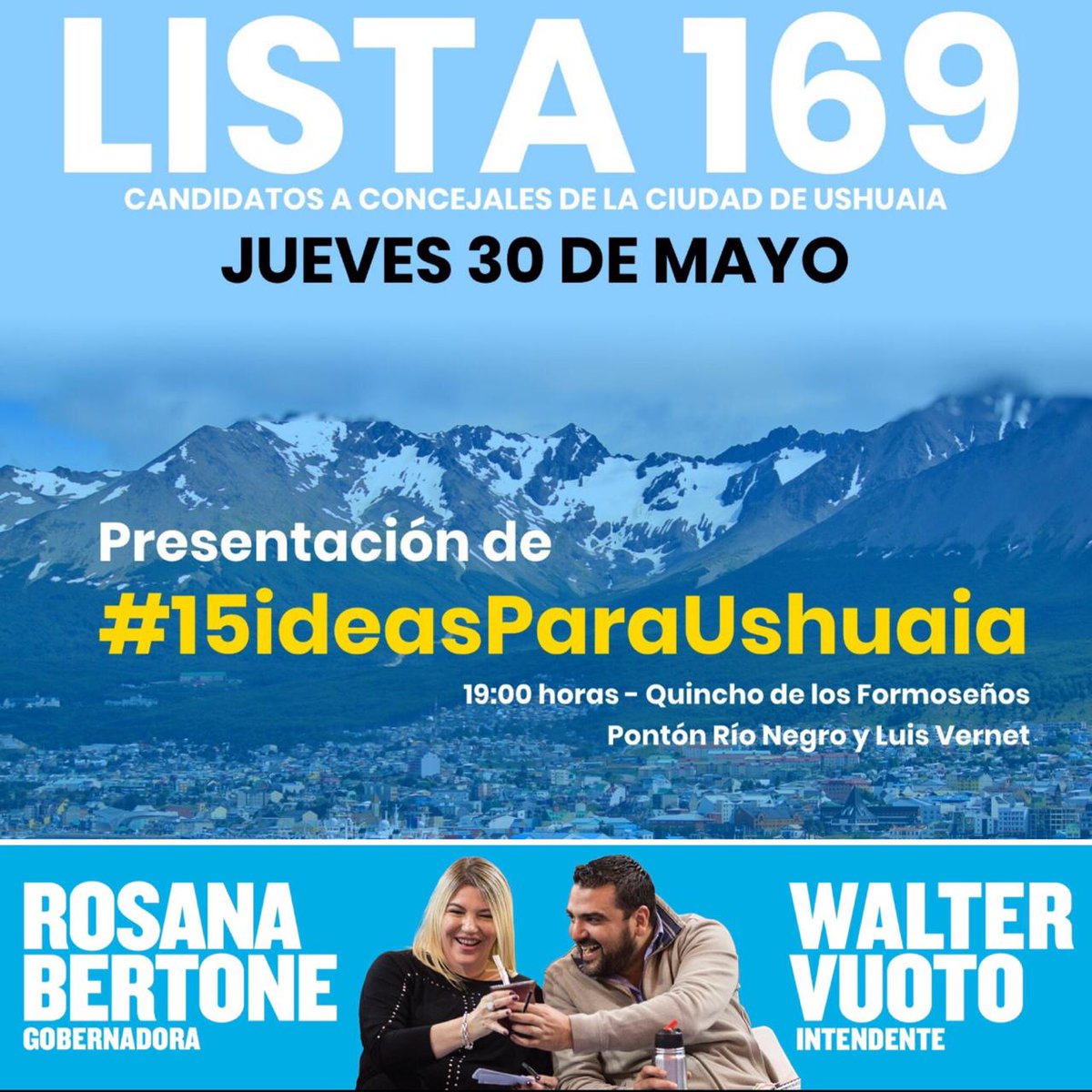GomezMarcela80's tweet photo. Hoy los esperamos en la presentación de las #15IdeasParaUshuaia de las Candidatas y Candidatos de la #LISTA169 #PITTDF https://t.co/YBQGsv3YbI