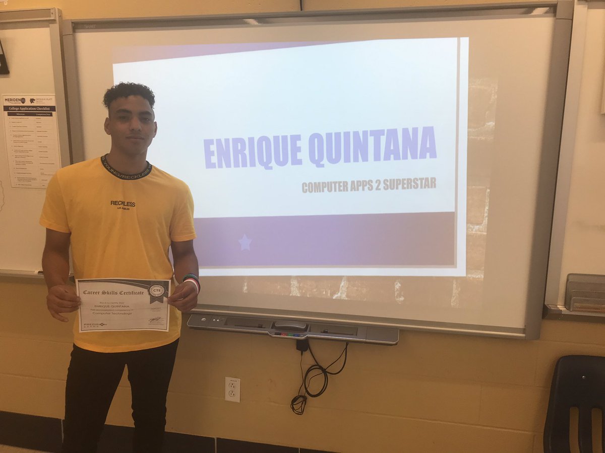 PanthersCoachV's tweet photo. Enrique Quintana getting it done on his Precision Exams post test. He is now the SIXTH member of our class to get certified in Computer Technology. Enrique, you are a Computer Apps SUPERSTAR!! 💪🏼 @PlattLive https://t.co/HbkcZgdEsI