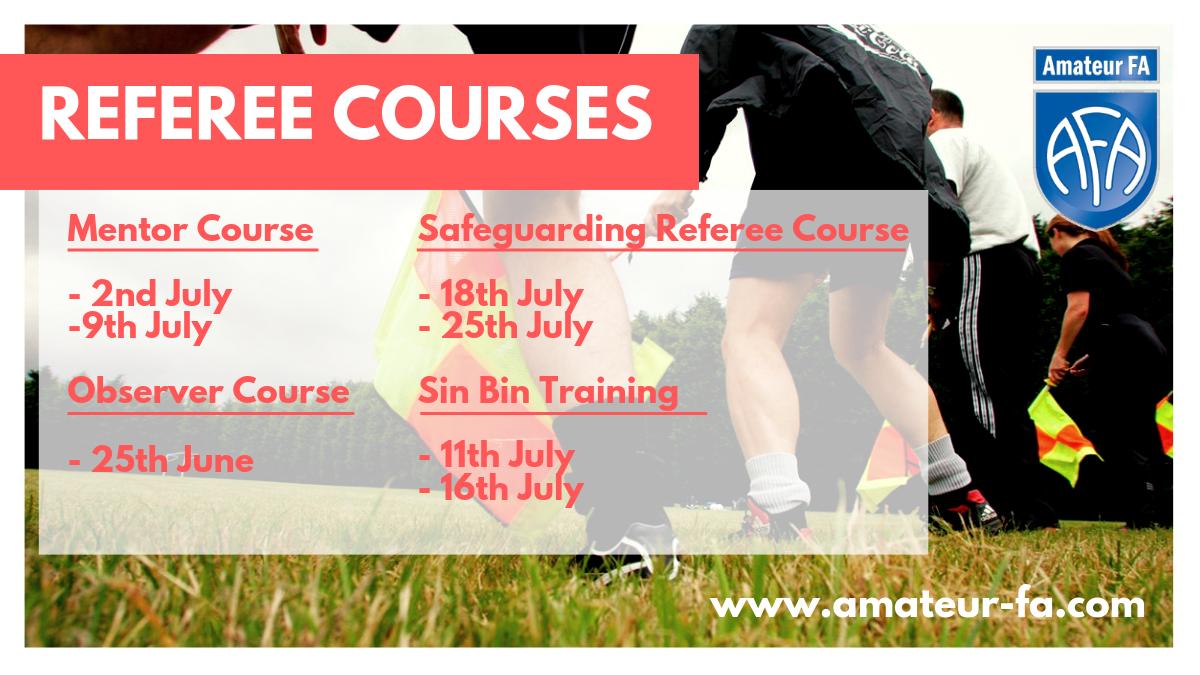 🚨ATTENTION AFA REFEREES🚨

We have several Referee Development Courses available!

Choose a date and book your place here: amateur-fa.com/referees/refer…