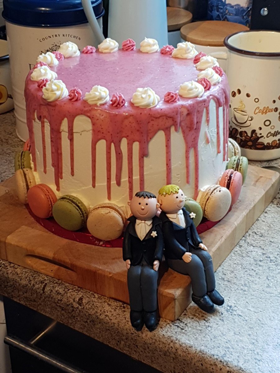 Cake ready for Saturday! Almond &amp; sour cherry 😀 Not perfect, but there is something really satisfying making your own wedding cake! 👍 The 2 little guys will sit on top on the day ... won’t fit into my cake box! 😝 Now time for a cuppa 👍 #ISSGreatPeople <a href="/sharingplatter/">Stephanie Hamilton</a>