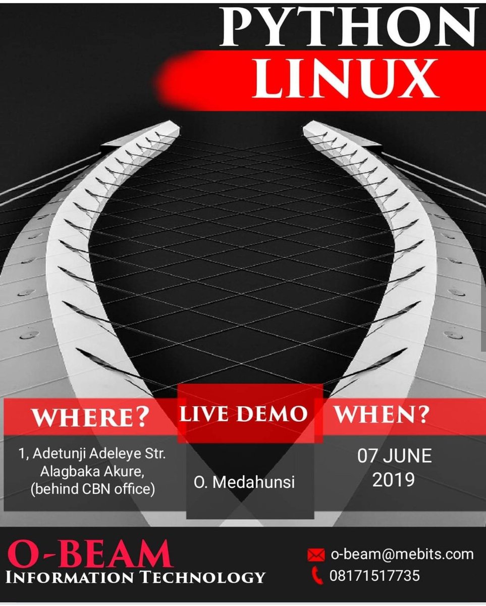 mebits_eu's tweet image. The #PythonLinux live demo starts in 7 days, register now. Only registered participants will be allowed. #FutaAkure #training