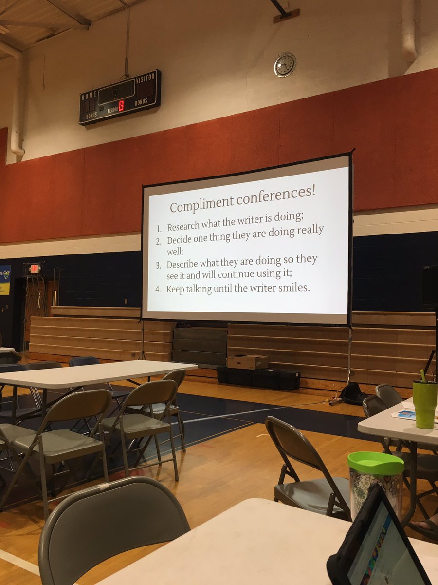 jennygreen79's tweet photo. Beginning of the year idea: compliment conference. Give a specific compliment unique to each student. #NoButsAllowed @beritgordon @OlatheSC #summerconference2019 https://t.co/Qh8YNFXKsM