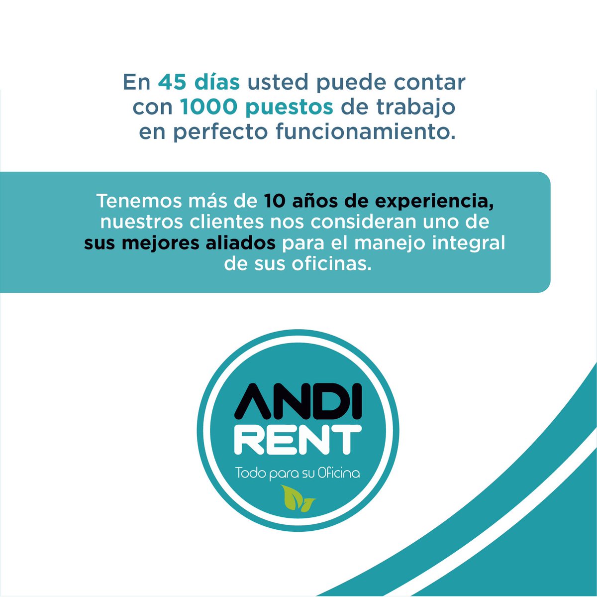 ¿Qué hacemos en Andirent? #TodoparasuOficina #RentingIntegral #oficinas #FelizJueves