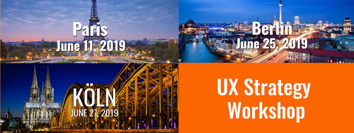 uxstrat's tweet photo. Paris, Berlin, Köln: UX Strategy Workshop
@paulbryan will be teaching a series of UX Strategy workshops in June: https://t.co/hn4No8c8qv
The UX Strategy Workshop is for UX design pro's, product team members, and executives who want to learn how to formulate a UX strategy https://t.co/7zWhUyngc3