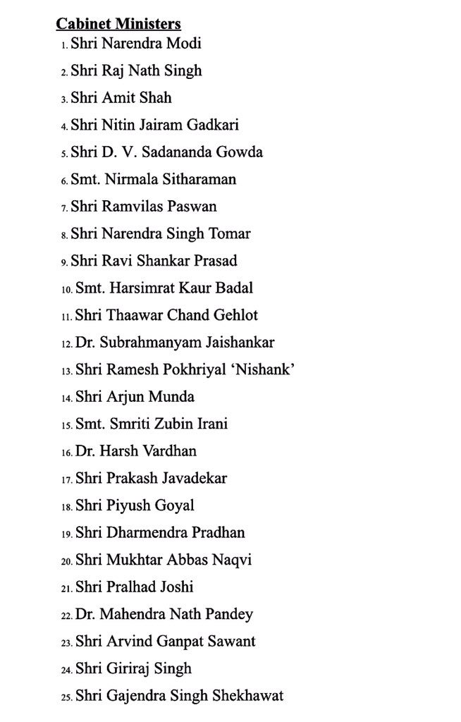 Abhijit Majumder On Twitter The List Of Union Ministers Is Out