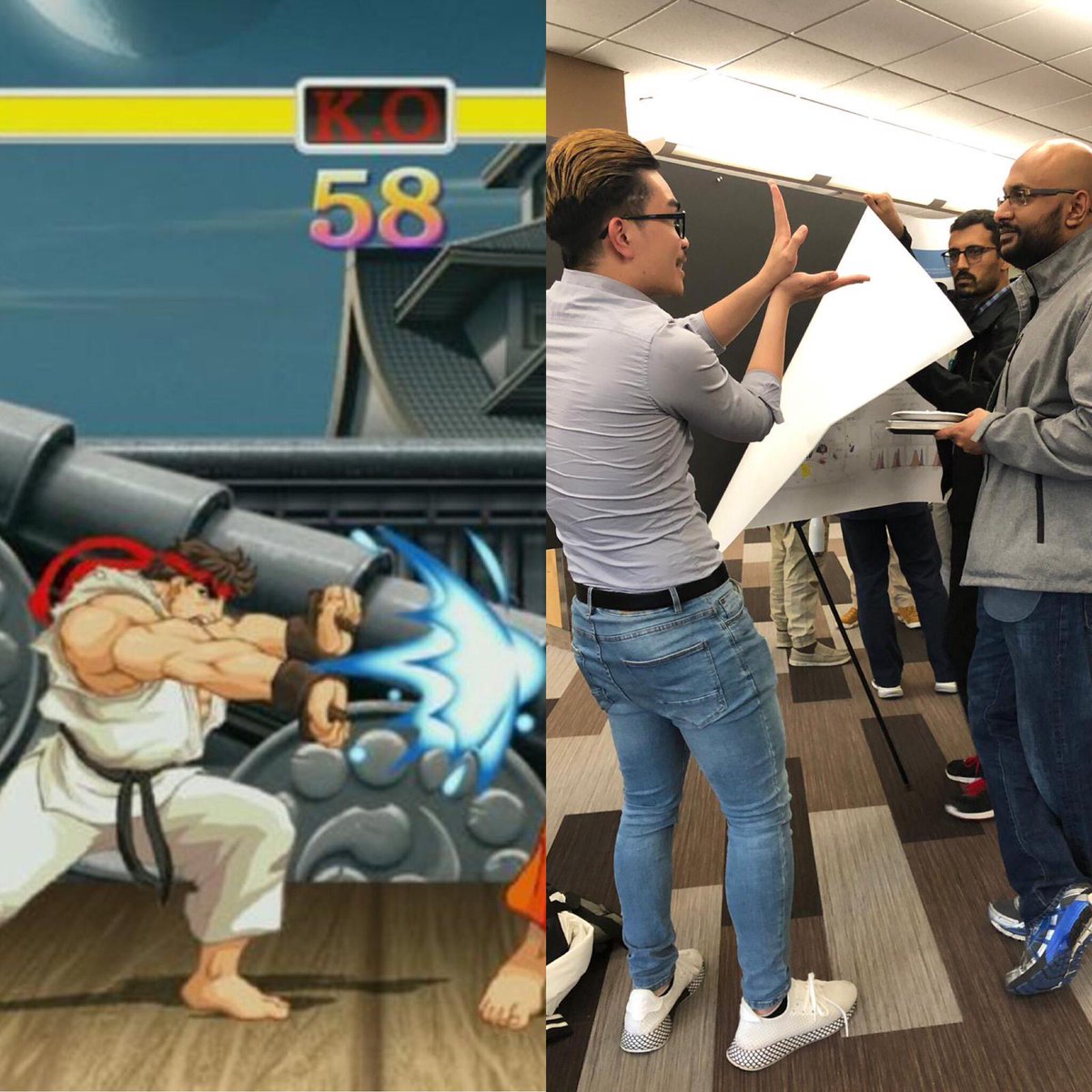 Enri_amico's tweet photo. @DuyDuongTran1 brings #NetSci2019 poster session to the next level: Street Fighter mode! @KausarJaffary  #StreetFighter #CONNplexityLab https://t.co/v84Mc7ExbJ