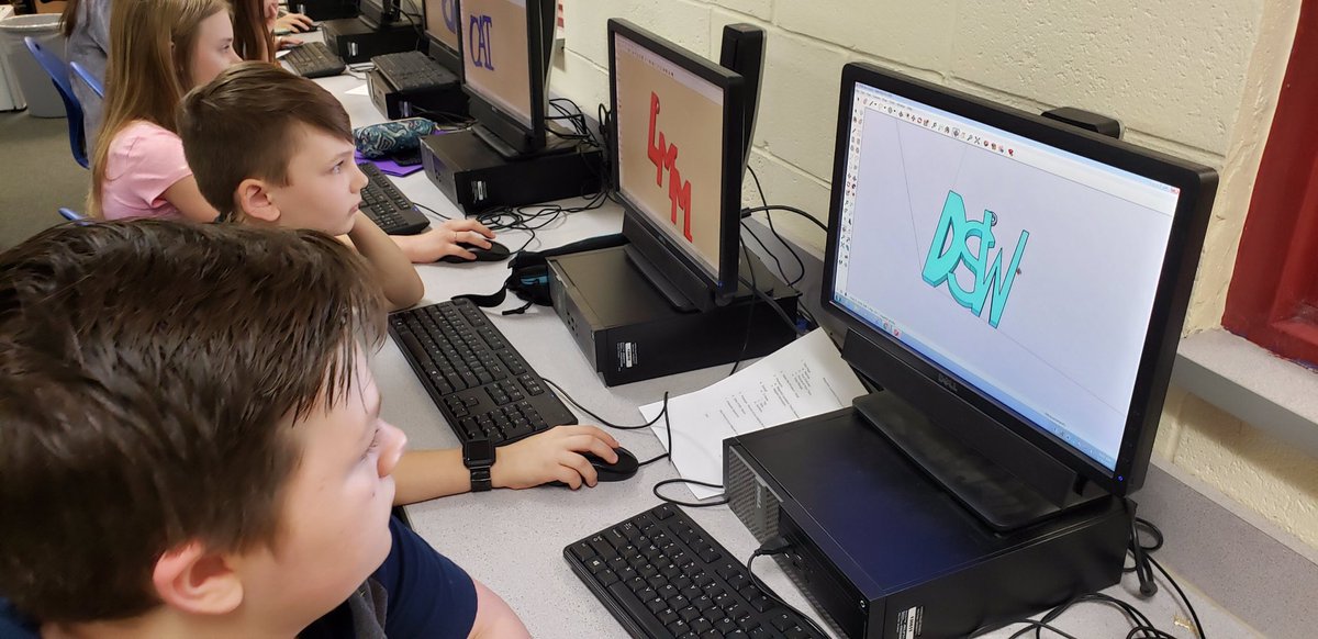 MuirColts's tweet image. 7th grade pre-engineering students designing, file converting, and creating a product using the 3D printer! #initialkeychain #manufacturing #steminaction