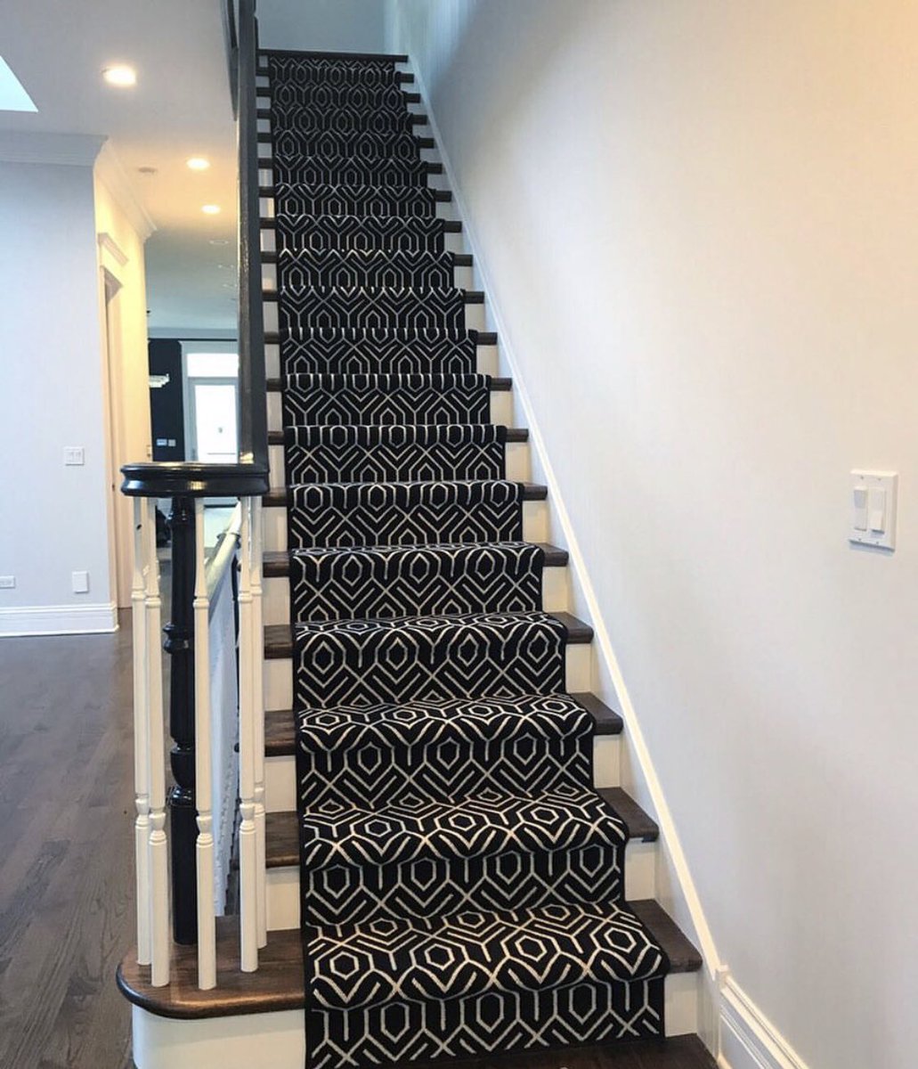 Runner perfection! <a href="/USACarpetBlooms/">Bloomsburg Carpet</a> #stairrunner #installation #carpet