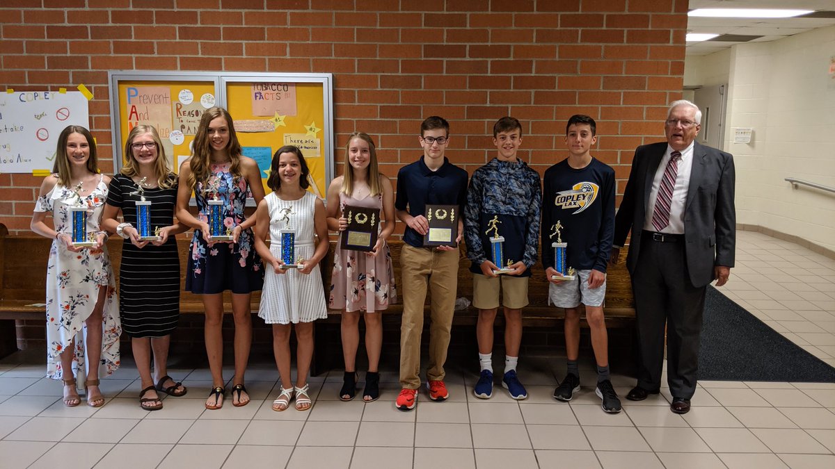 Congratulations to Allie A and William S as the 2019 Eric Conner Award winners. Joining them were the 12-minite run winmers: Libby B, Audrey G, Grace R, Victoria M, Michael L and Dylan W. They are pictured with Mr. Conner who gave the award. #cfmspride #recognitionceremony
