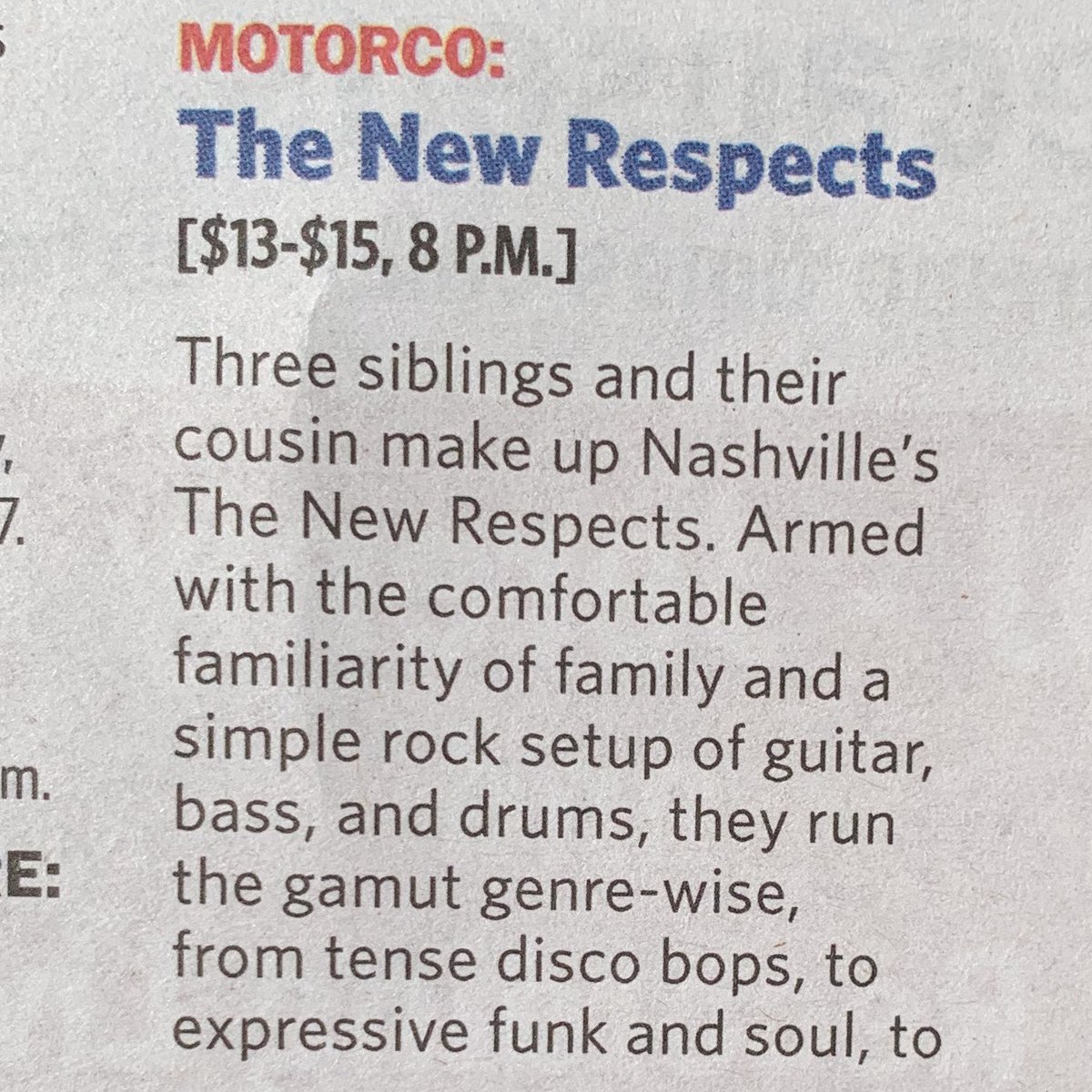 motorcomh's tweet photo. Thanks to @indyweek for putting out this sweet feature on @thenewrespects forthcoming show at Motorco. You won’t want to miss them this coming Tuesday, June 4th! 

🎟Tickets available here: https://t.co/28gkp7aj6Z #liveatmotorco https://t.co/FgQUg45VUe
