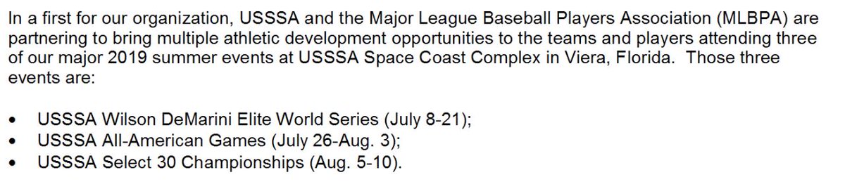 USSSABSBL's tweet image. USSSA and the MLBPA have partnered with one another to provide unique and unforgettable moments for the youth in our game. With the chance to work with so many former and talented athletes, the current USSSA baseball players will have the chance of a lifetime!
#playusssa #mlbpa