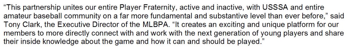 USSSABSBL's tweet image. USSSA and the MLBPA have partnered with one another to provide unique and unforgettable moments for the youth in our game. With the chance to work with so many former and talented athletes, the current USSSA baseball players will have the chance of a lifetime!
#playusssa #mlbpa