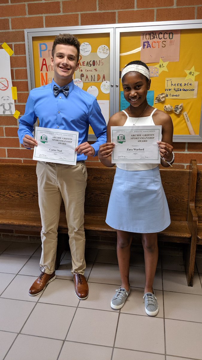 Congrats to 8th graders Carter N and Zara W for winning the Archie Griffin Award! #cfmspride #recognitionceremony