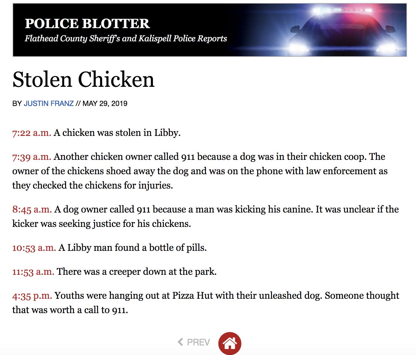 Kevin Van Valkenburg On Twitter The Police Blotter In The Flatheadbeacon Is Just The Best