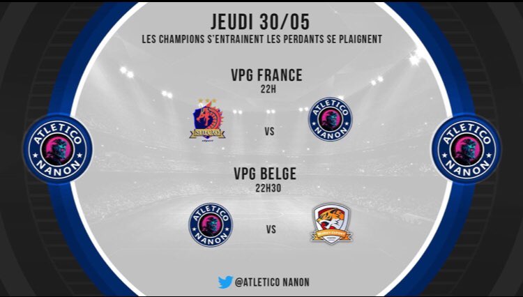 AtleticoNanon's tweet photo. Ce soir match VPG France 🇫🇷 &amp; VPG Belgique 🇧🇪. https://t.co/dGvymmxGmz