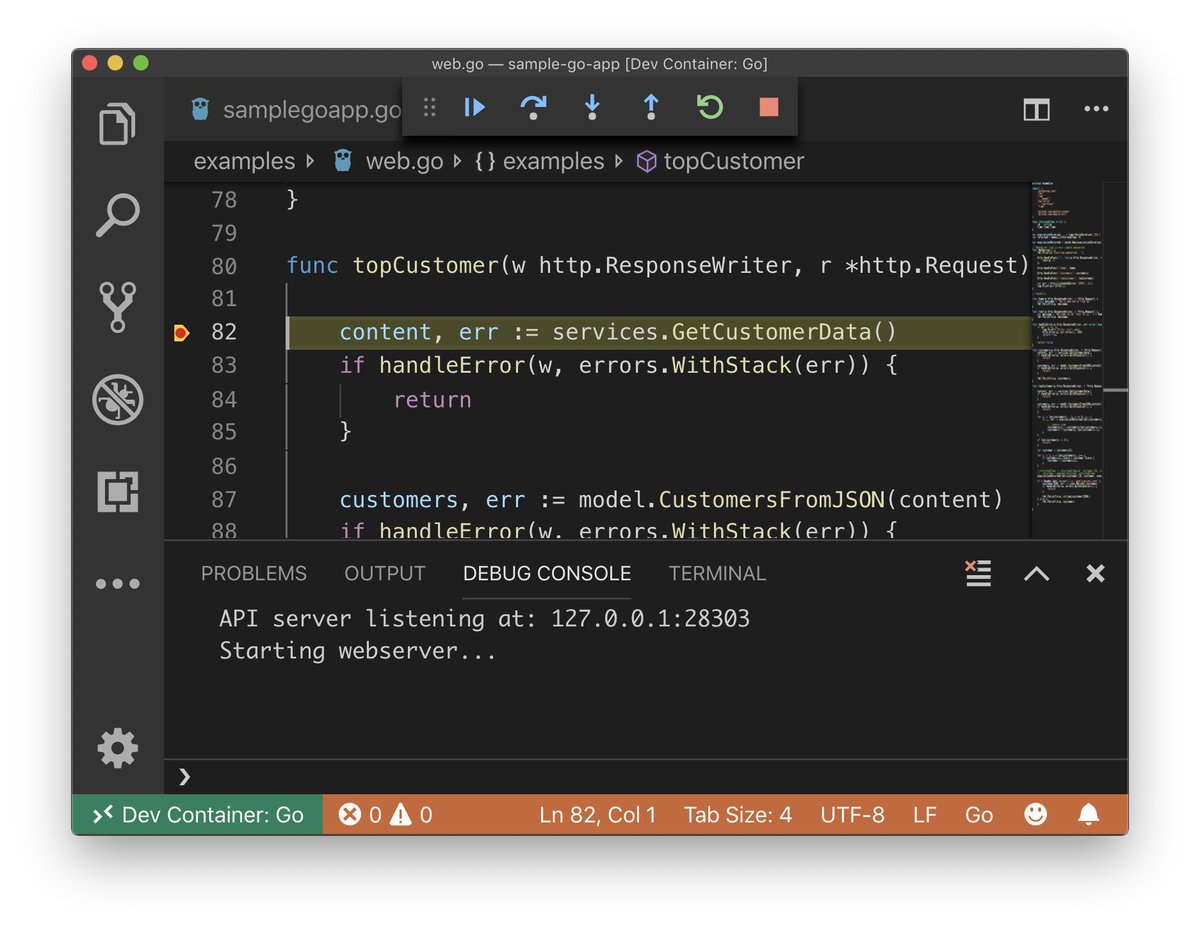 PabloZaiden's tweet image. The “Developing inside a Container” feature from @code is indistinguishable from magic!
