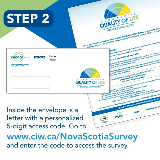 StFXExtension's tweet photo. What do well-being, happiness, and quality of life mean to you? Fill out the @EngageNS #NSQualityofLife Survey to have your say in #MeasuringWhatMatters. You'll be entered to win 1 of 25 $400 Sobeys giftcards! Check your mailbox and follow the instructions below! https://t.co/LRVgM8qvSN