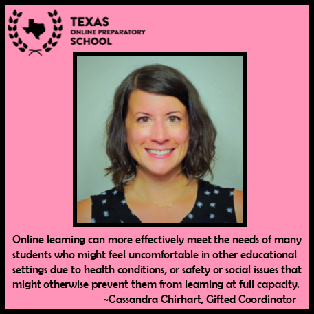 Cassandra Chirhart is #overtheTOPS! She loves contributing to student success that might not otherwise be available in a traditional education environment. Mrs. C has lived in 4 countries &amp; would love to take the students to Costa Rica to immerse in nature &amp; the Spanish language.