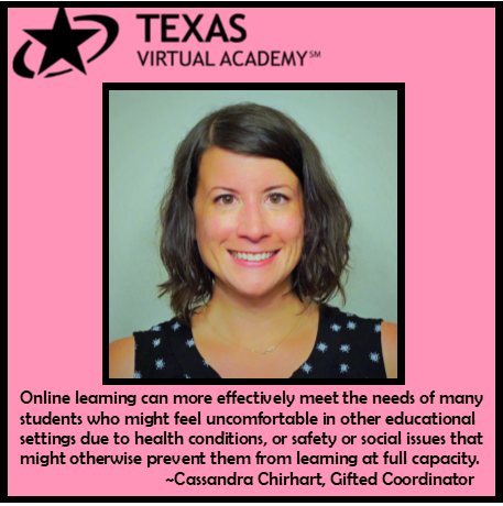 Cassandra Chirhart is #TVHAmazing! She loves contributing to student success that might not otherwise be available in a traditional education environment. Mrs. C has lived in 4 countries &amp; would love to take the students to Costa Rica to immerse in nature &amp; the Spanish language.