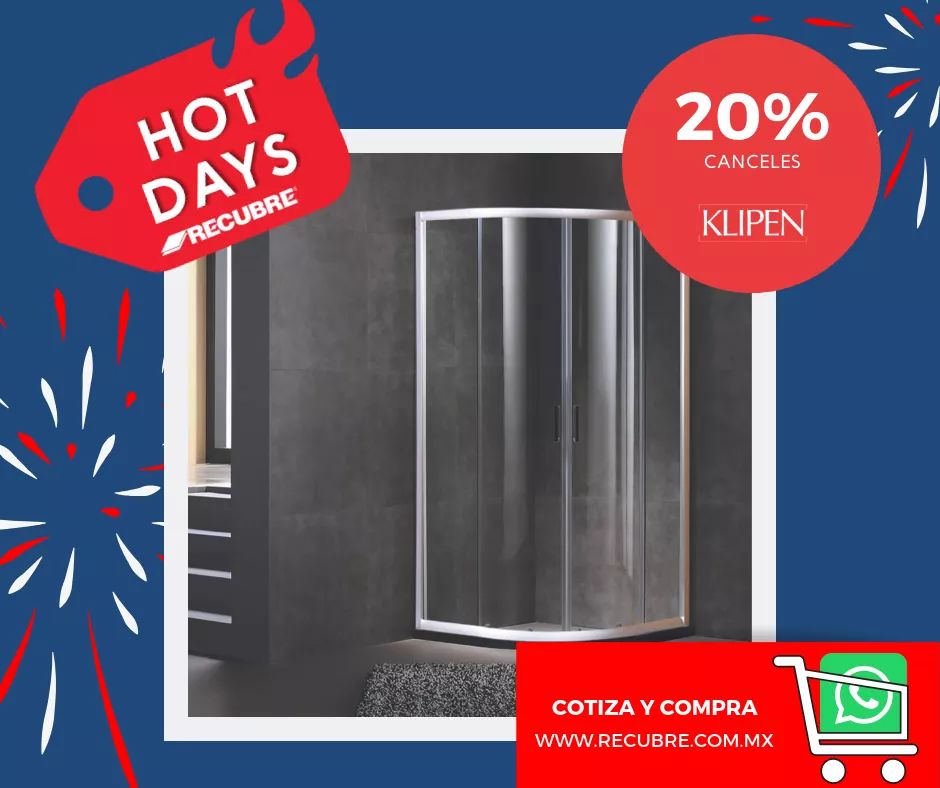 Quieres darle sofisticación a tus espacios? Aprovecha nuestros🔥HOT DAYS🔥y obtén descuentos para el proyecto de tu #baño.
Ven y aprovecha nuestro 20% de descuento en canceles de la marca #Klipen. 

Cotiza desde la comodidad de tu casa: recubrecatalogo.ete.mx