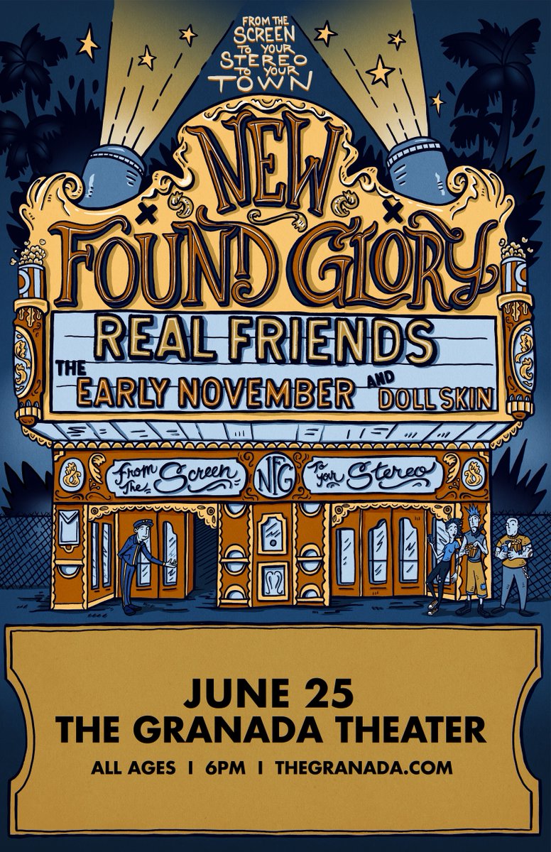 theGranada's tweet photo. We're giving away some FREE tickets to New Found Glory's From The Screen To Your Stereo To Your Town Tour on Tuesday, June 25th 📲📻

Just RT and follow us to enter to win a free pair.

Choosing winners on Monday! https://t.co/qrLtYhIWcs