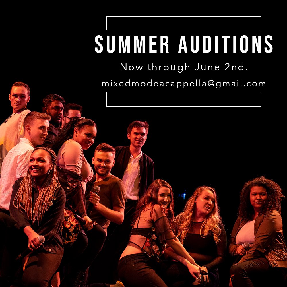 There are a few days left to send in your audition video for Mixed Mode! We’re accepting videos now through Sunday! Send an email to mixedmodeacappella@gmail.com to get started! Don’t miss out!