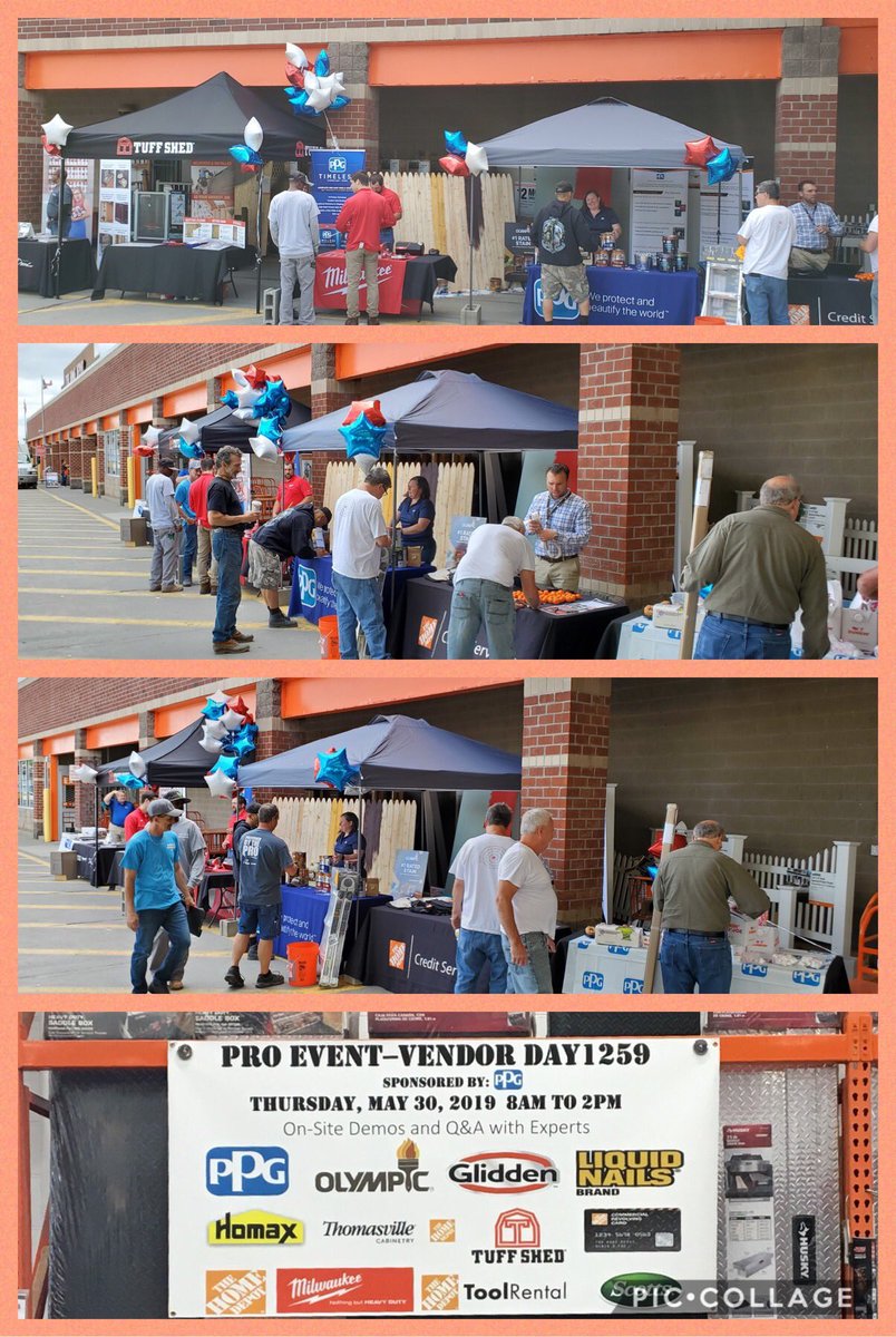 erinparker24's tweet photo. Turned my PPG Diamond Day into a great Vendor Event. Thanks to Scott &amp; Cory/Milwaukee, Mike/Tuff Sheds, Kenny from Thomasville, Nick HD Par, Chris/HDCredit Services, 1259 Pro Desk &amp; Azek for coming out and making it a great day! #teamingupandtakingmarketshares #crushingtheblue📦 https://t.co/PfVtF89y5w