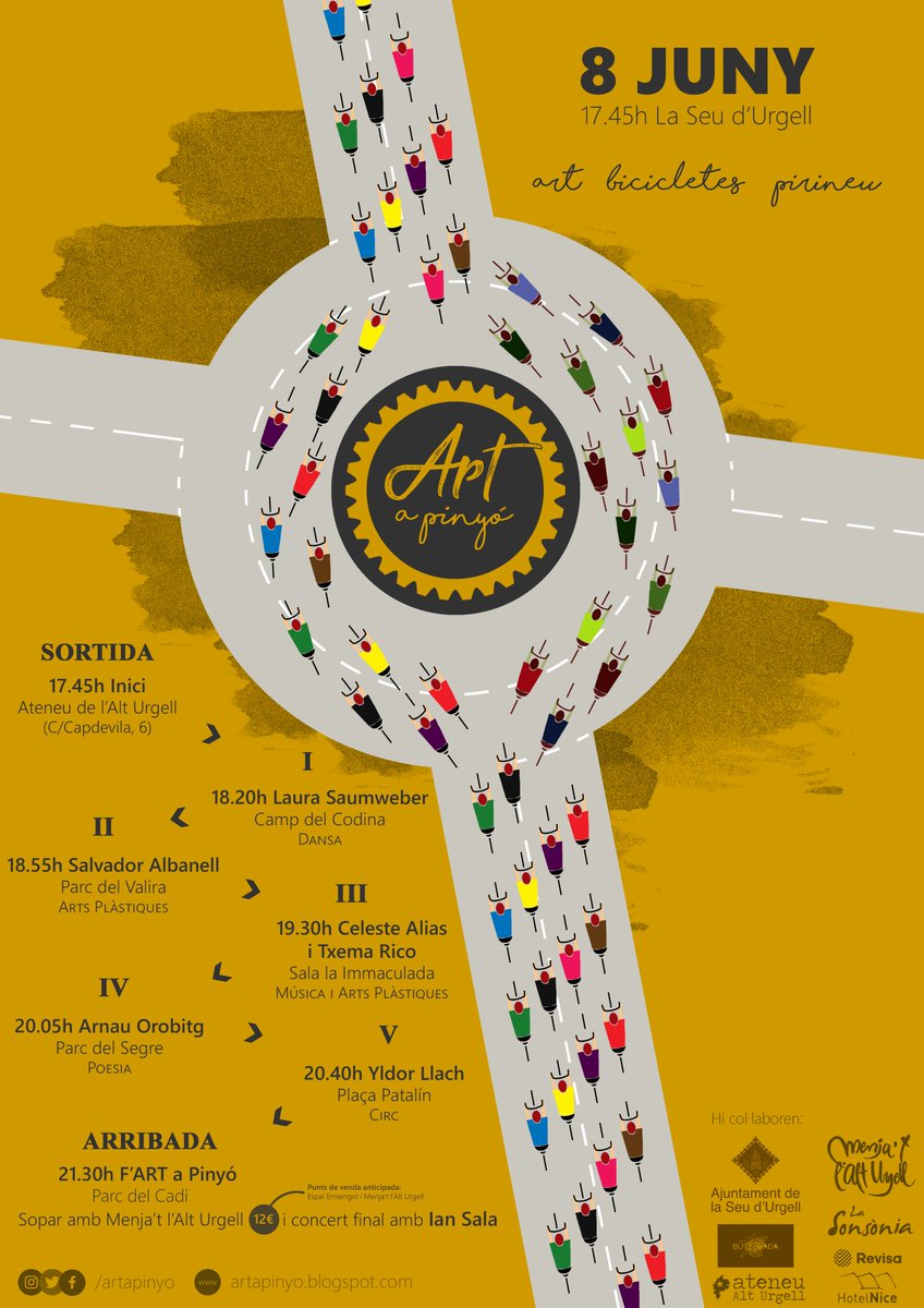 artapinyo's tweet photo. Aquí el tenim! el cartell de la 3a edició d'Art a pinyó! #artapinyó #artbicicletespirineu #8dejuny #laseu https://t.co/A2xzYuX0Kj