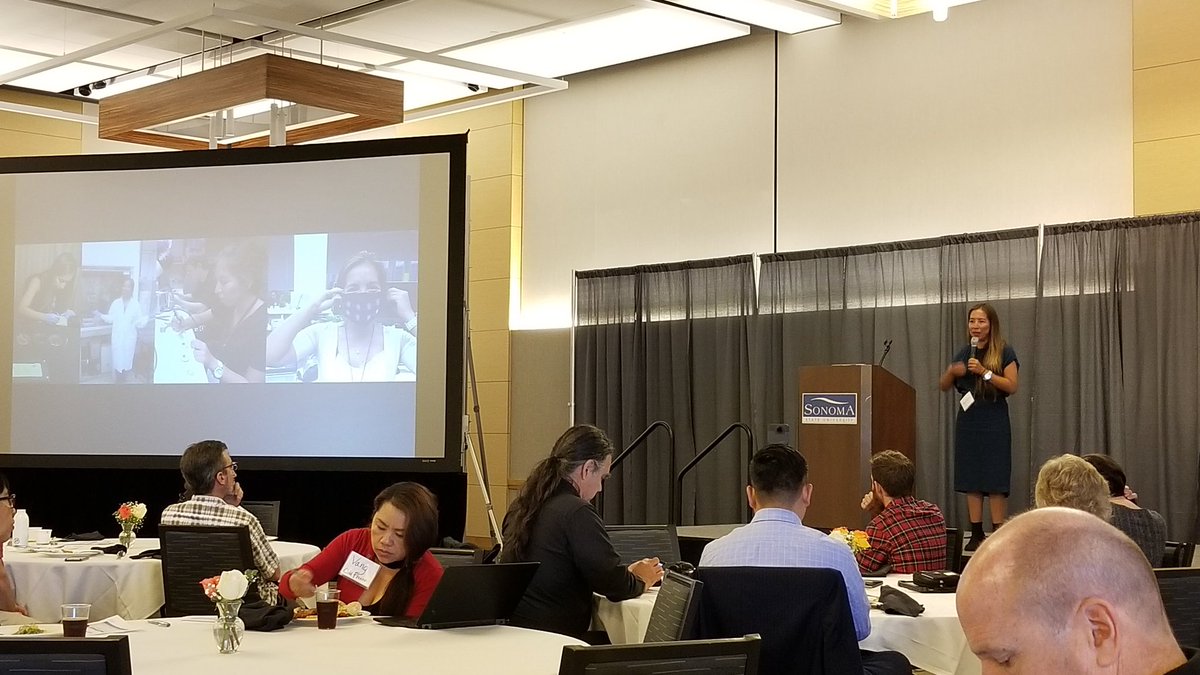 noiseprofessor's tweet photo. Stunning keynote by @kfcito at #CSUmaker Antidiciplinary freedom, body surfaces as interfaces, and beauty technology. #cccmaker https://t.co/n0pIH6CmCj