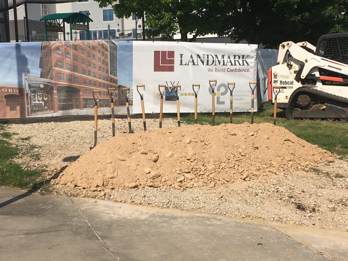 adaure's tweet photo. Shovels ✅
Road Block ✅
DJ ✅
Bat Slinging MC ✅ 
it’s about to go down at #ProjectSlugger #GroundBreaking @WFMY https://t.co/FdLltzYlfo