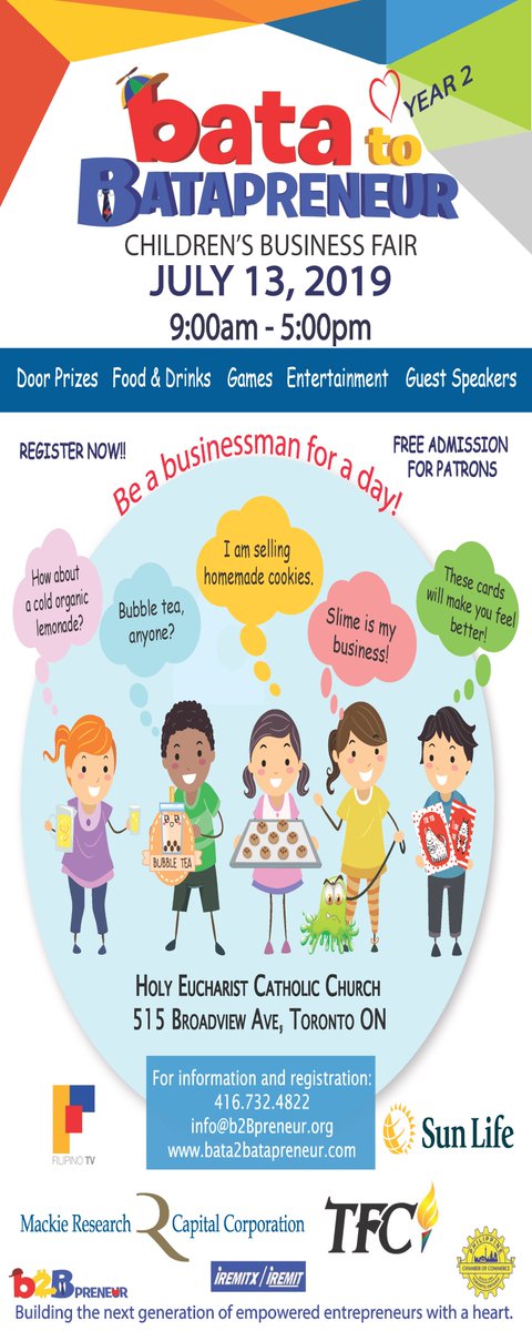 B2Bpreneur's tweet photo. Kids, be a businessman for a day!  Register now at bata to Batapreneur Year 2 event on July 13, 2019.  Hurry, space is limited! https://t.co/Q2v01zLeBU