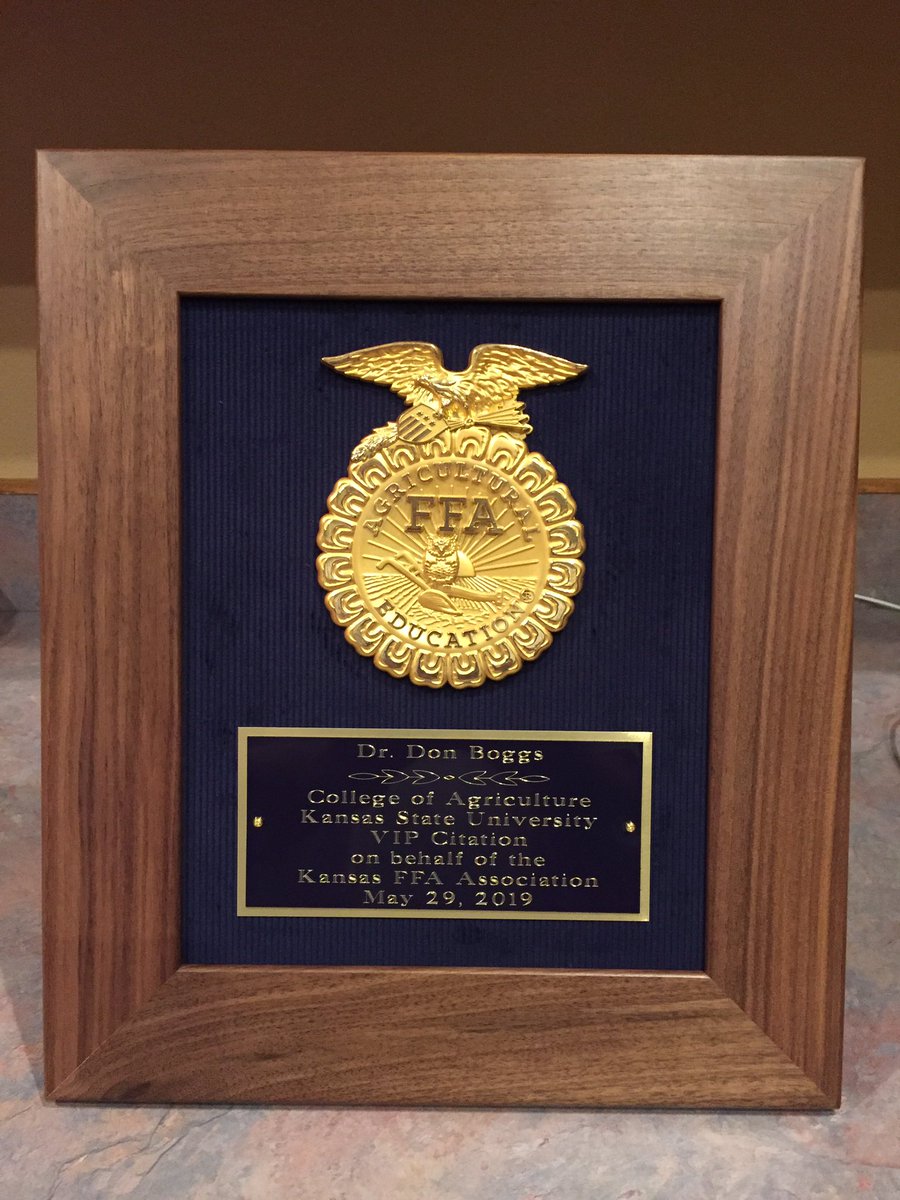 Thank you <a href="/KansasFFA/">Kansas FFA</a> for presenting me the VIP Citation. It is humbling to be recognized by this outstanding organization. Thanks again and best wishes for an inspiring 91st Convention. #justone #ksffa #kstateag
