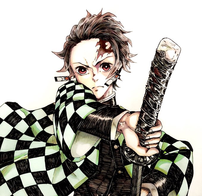 笹餅朋さんさんがTwitterに投稿した竈門炭治郎(鬼滅の刃)のイラスト。