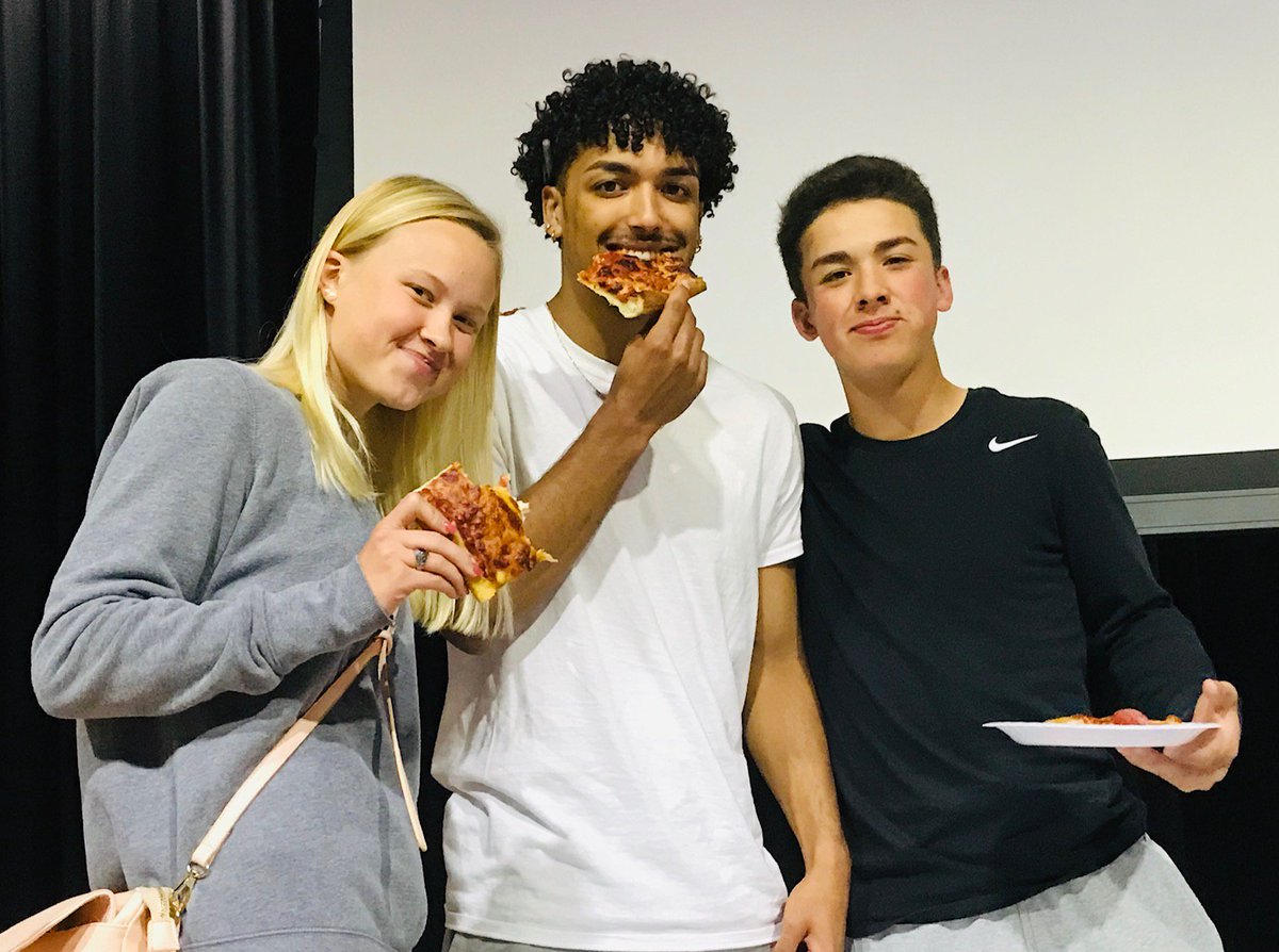 FitchburgPS's tweet photo. Graduation rehearsal and final preparations for the real deal on Friday at historic Crocker Field.
After, the students were treated to pizza and also had the opportunity to sign yearbooks. Principal Roche was a popular autograph request.
Congrats to the Class of 2019. 
Be proud! https://t.co/txMFQFuCYc
