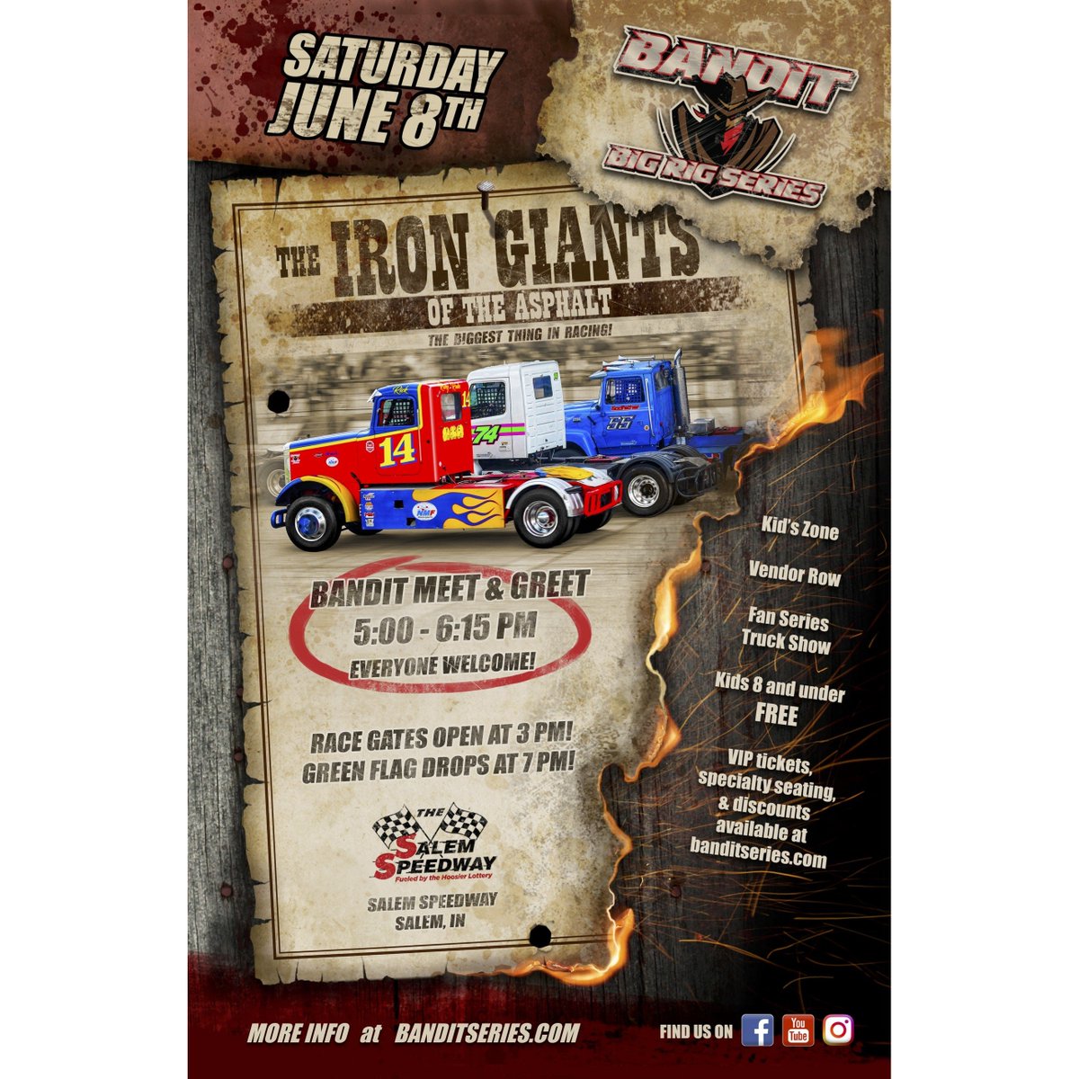 BanditSeries's tweet photo. Bandit Big Rig Series returns to Salem Speedway - Saturday, June 8th https://t.co/GX40eZUJh2 https://t.co/rIWSjAOuLg