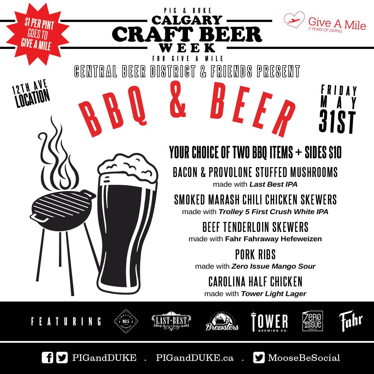 MooseBeSocial's tweet photo. Whoβs going to Join @MooseBeSocial and Chef Reggie @PigandDuke Tomorrow for #BBQandBeer #YYC @lastbestbrew @WeAreBrewsters @Zeroissuebeer Only $10 a Plate and a $1 from Every Pint Sold to @giveamile https://t.co/lE0IhlVP82