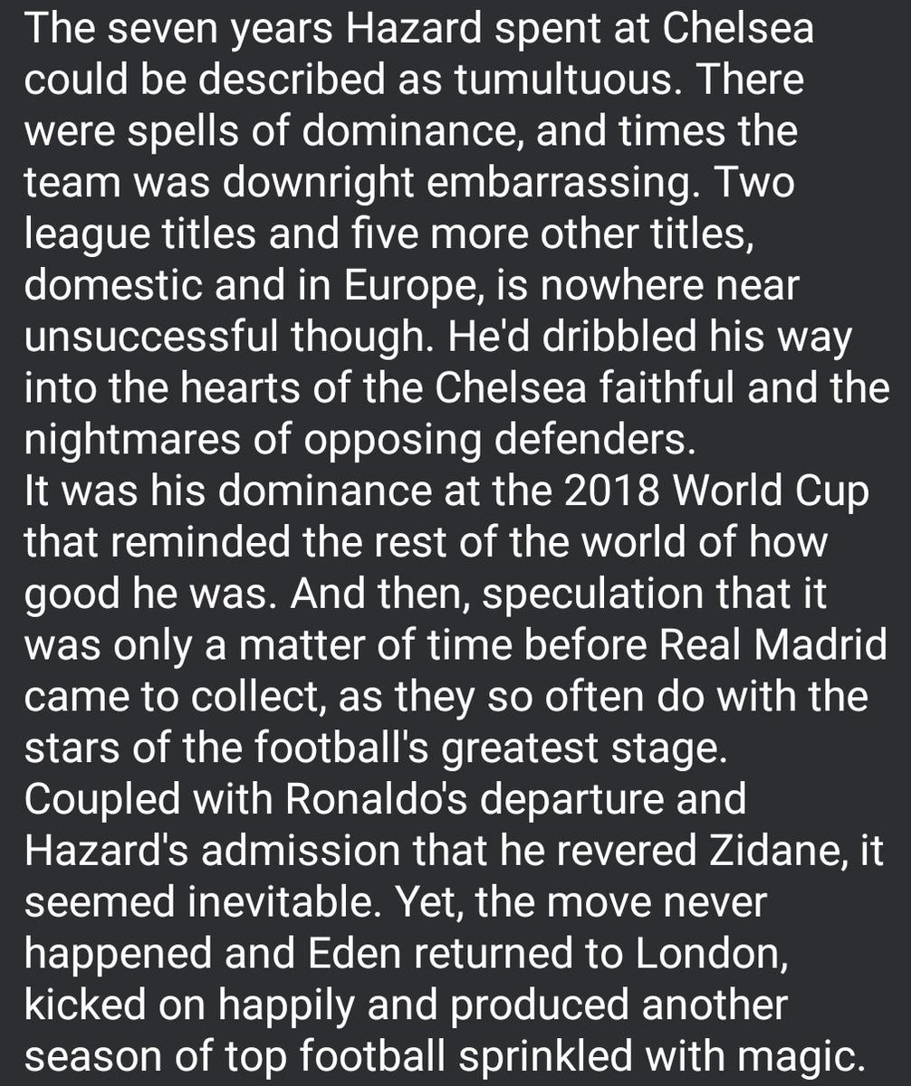 ThanzMan's tweet photo. I wrote something about Hazard at Chelsea. https://t.co/vdjKPXLujT
