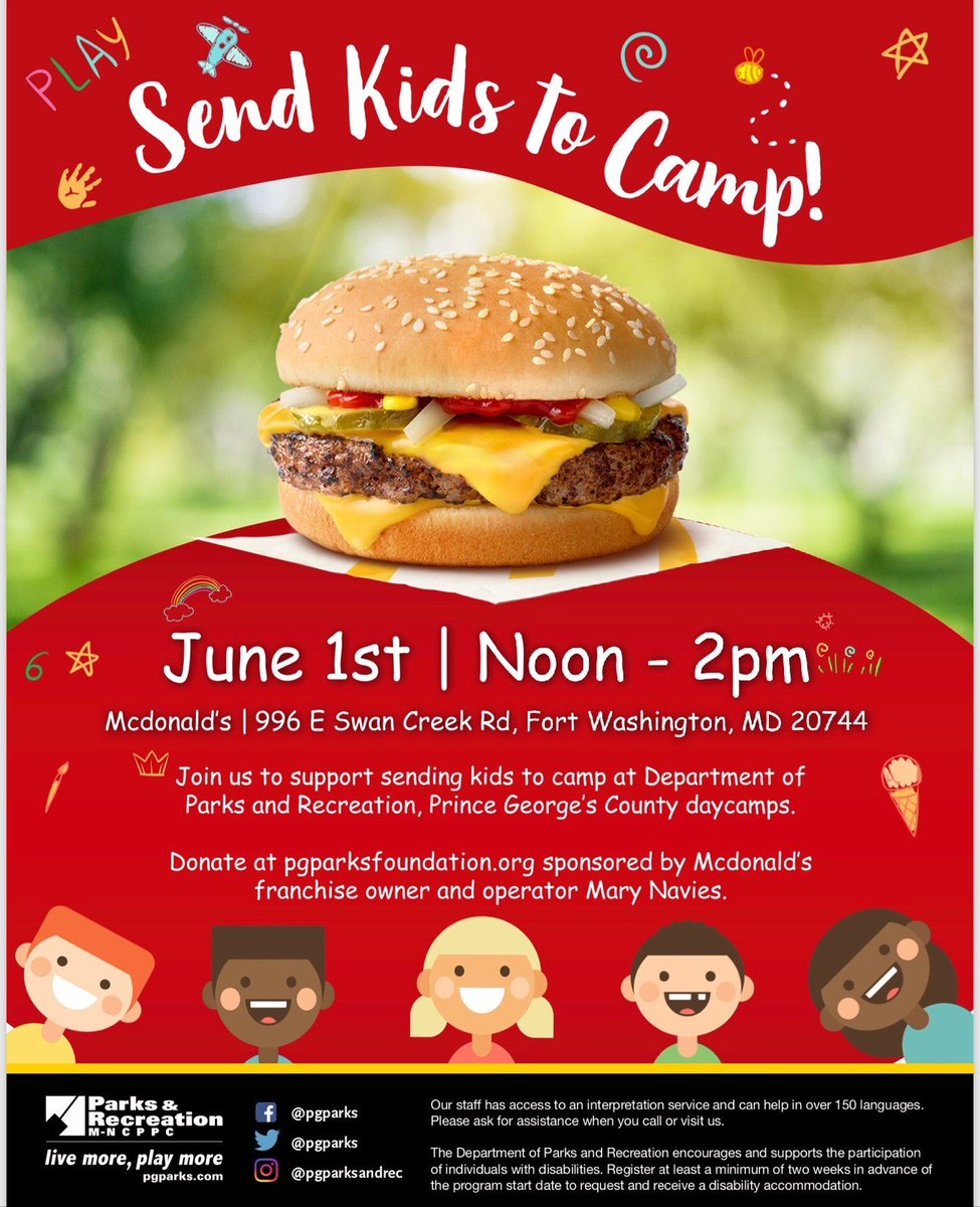 Join <a href="/pgparks/">Parks & Recreation</a> this Saturday, June 1st from Noon – 2pm. for the “Send Kids to Camp” event.