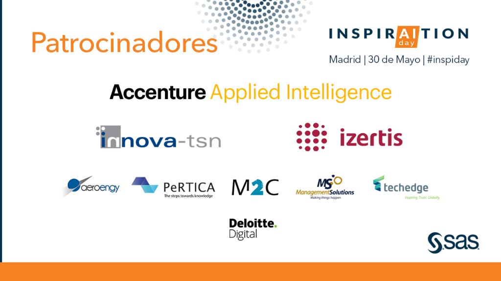 SASEspana's tweet photo. Gracias a nuestros patrocinadores por hacer posible #inspiday: @AccentureACTIVE @innovatsn @IZERTIS, Aeroengy, @pertica_es , @M2C_Consulting, @Mngmt_Solutions, @TechedgeEs, @DeloitteDigital https://t.co/qHFz3P66Ao https://t.co/tNsroikLMy