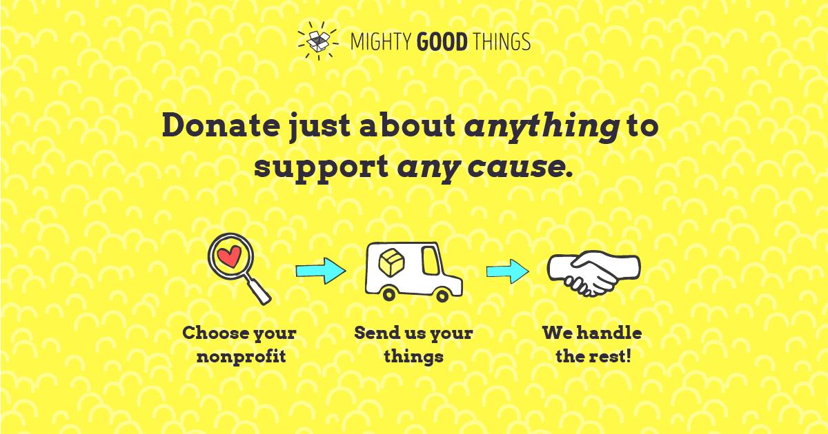 donatemighty's tweet photo. Sending money to your favorite causes through @donatemighty is easy! Send us your items for free, we'll sell them, and your favorite nonprofit gets funded. Get started now: https://t.co/QO7q15dnMG https://t.co/SxuXwmPksl