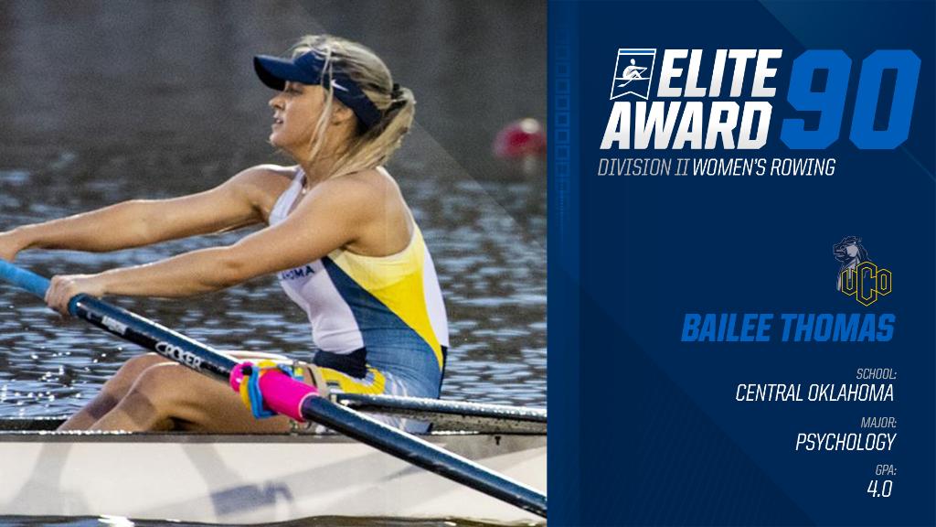 NCAA Bailee Thomas of row_uco is a psychology major with a 4.0 GPA and the #Elite90 Award winner for #D2Row!