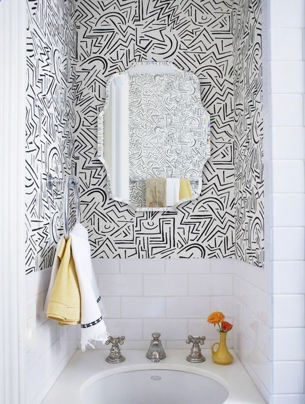 InteriorDecors1's tweet photo. Create interest to your bathroom by adding a fun pop of wallpaper. Want to find out other ways to makeover your bathroom? Check out 13 Easy Ways to Freshen Up Your Bathroom. #paint #bathroom #interiors #tips ... - #home #homedecor #decor #interiordesign https://t.co/2nqWht84xf https://t.co/cLnwdG2fnO
