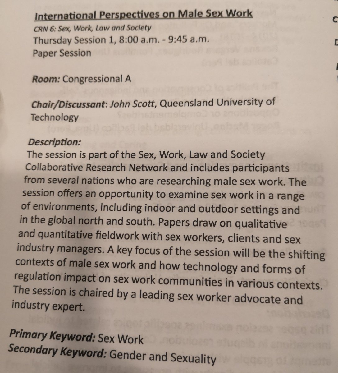 NationalUglyMug's tweet image. Law &amp;amp; Society Association #CRN6_DC2019 8am panel is *International Perspectives on Male Sex Work* Violence doesn&apos;t only come from clients.... It comes from society. Digital provides a safetynet or shield.... needed due to targeted stigma.
