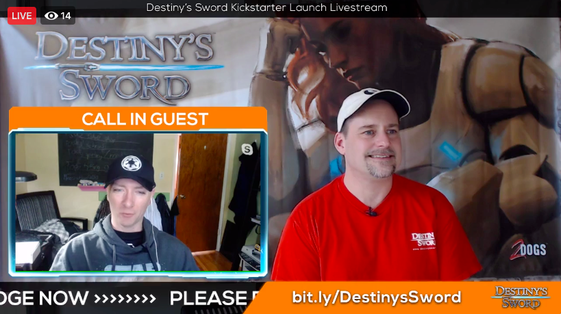 2DogsGames's tweet photo. We've got M. D. Cooper on our livestream! Not only did they release their 81st book today #aeon14 but they're writing for #DestinysSword! Watch live here https://t.co/nJKaYFk47E https://t.co/wQ3ytg3rGi