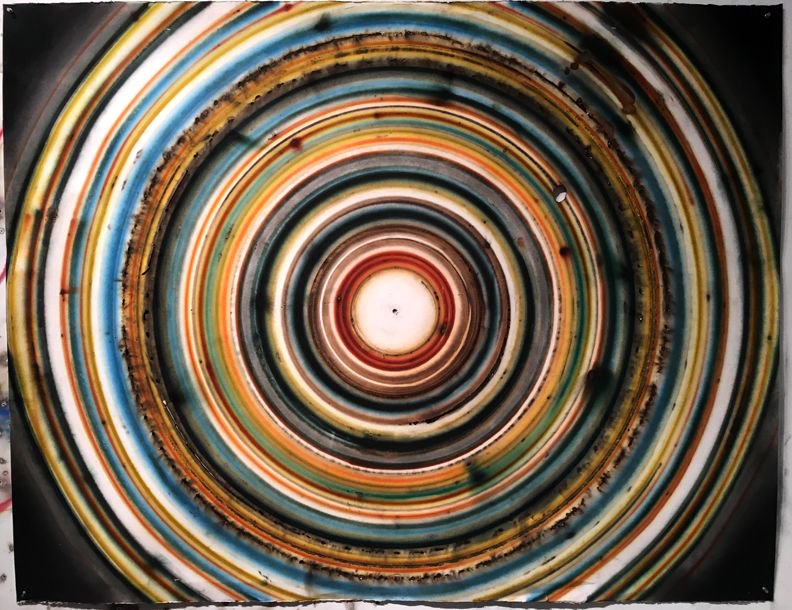 GreenpointArts's tweet photo. David Sena began working with fire, fireworks and explosives twenty years ago, and over time he's "developed a vocabulary of singular techniques for re-based mark making." #GreenpointOpenStudios2019 https://t.co/FC6aqiKDzD