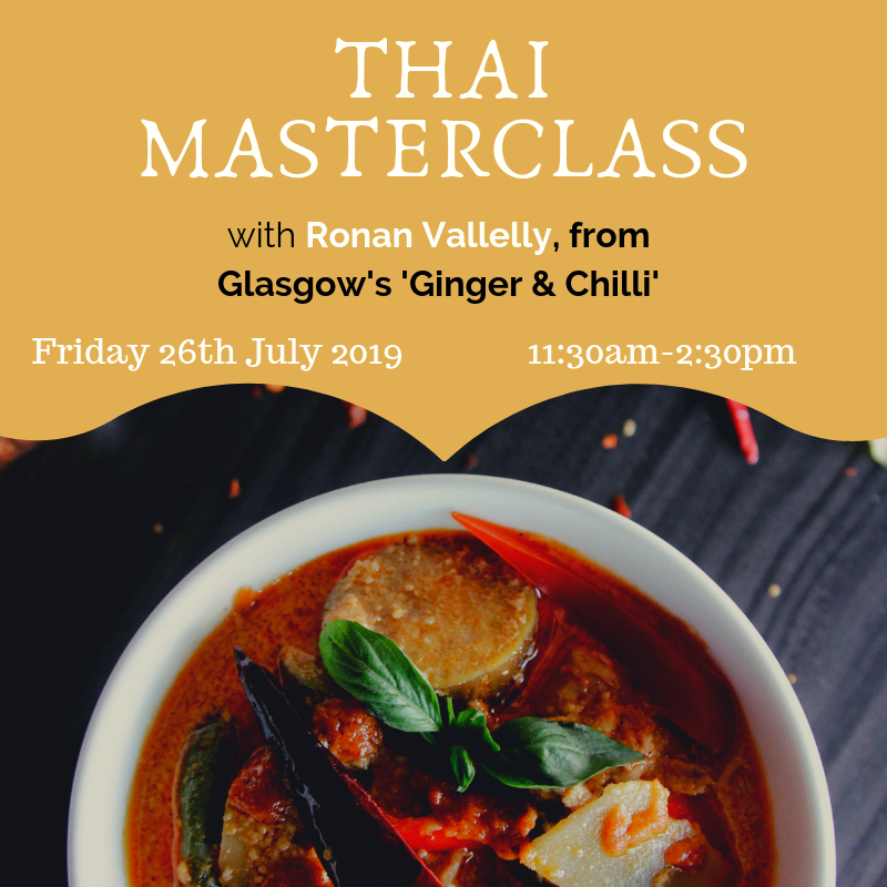 In the first of our south-east Asian masterclasses, we welcome Ronan from <a href="/gingerandchilli/">Ginger & Chilli</a> to show our students the wonders of Thai cuisine!  Click here to book your space: buff.ly/30WWF9K

#glasgowfoodies #communitycooks #FoodForThought #thaifood