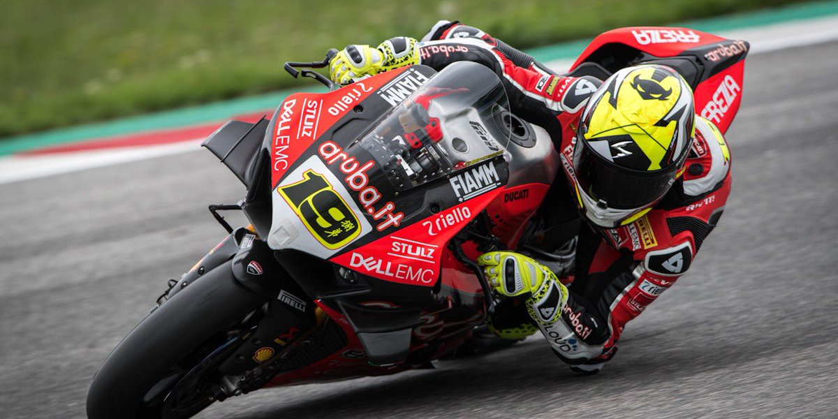 ArubaRacing's tweet photo. Alvaro and Chaz finally get some good dry laps in @circuitomisano #WorldSBK @chazdavies7 @19Bautista We expect better weather here in June for Round 7! Join @ArubaRacing here! #forzaducati #gochaz #vamosalvaro https://t.co/gZLeULTys3