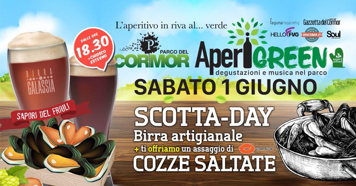 #ParcodelCormor #Udine Sabato 1 Giugno 2019 ore 18:30 #PedociHappyhour un assaggio di cozze al salto in assaggio per tutti i clienti del chiosco "in riva al verde"