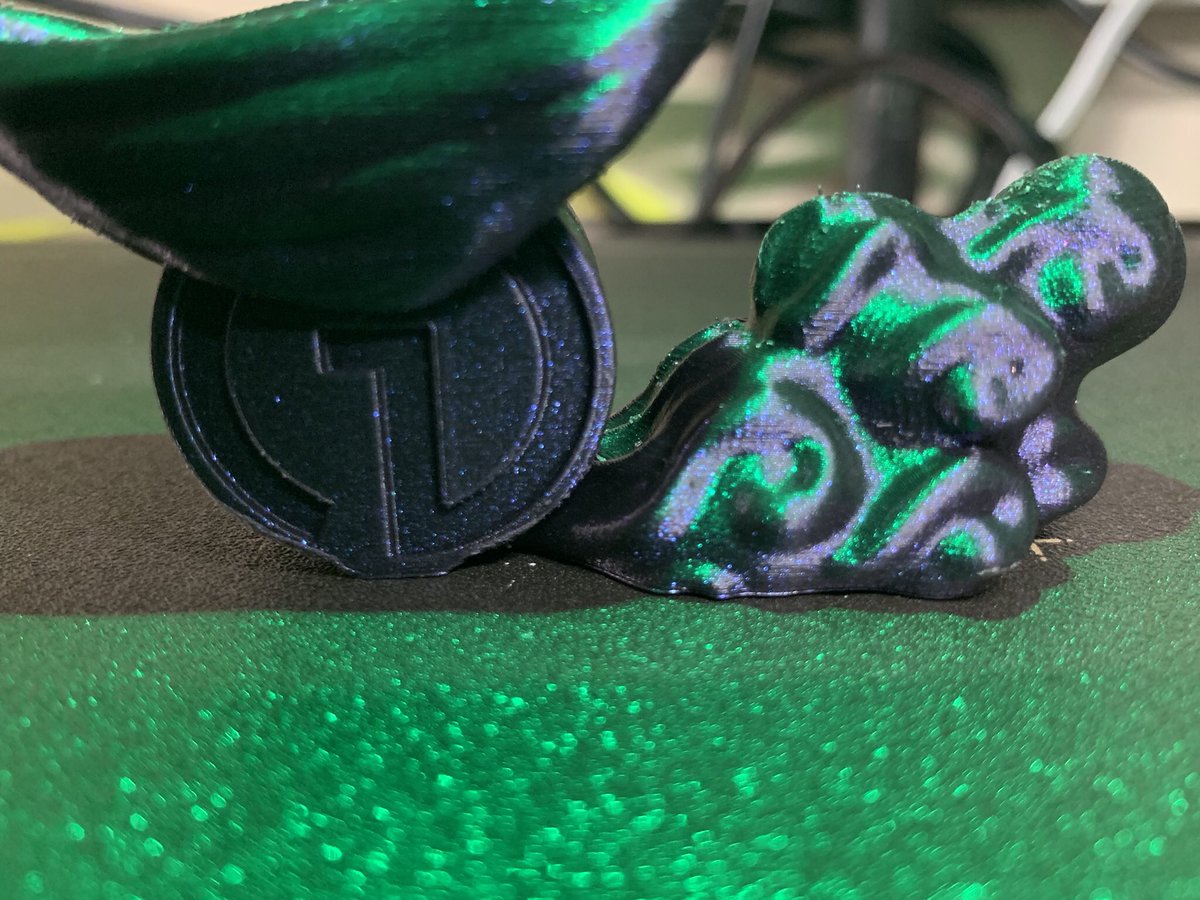 crussty's tweet photo. I just HAD to beat @FilamentFrenzy in doing the new @FilamentOne #Filrunner mascot in his Voodoo PLA...
Sliced at 0.1mm layers in Prusa Slicer and printed on the bone-stock @Prusa3D MK3S. Green LED lighting borrowed from the @Artillery3d1...
#DoYouVoodoo #beepbeep https://t.co/rnCarbwKsa